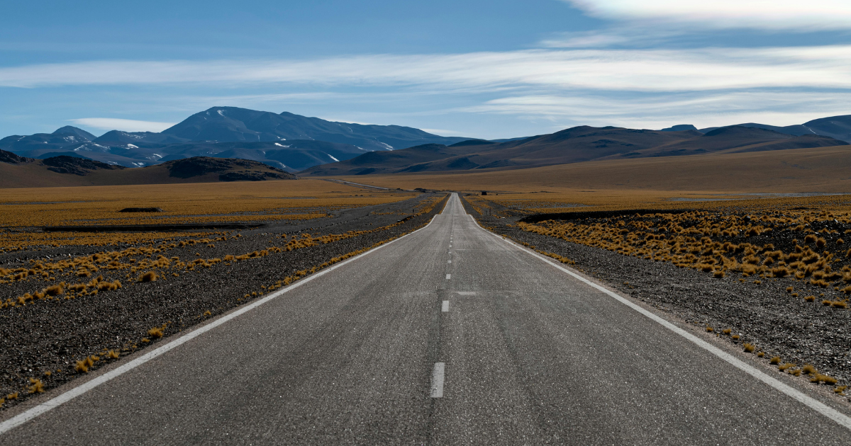 Long highway to mountains