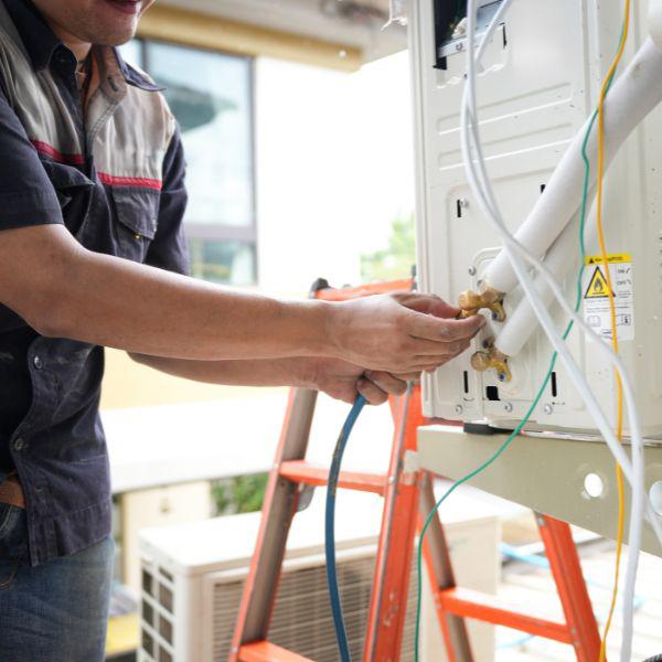 Home services technician in residential setting