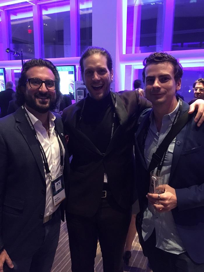 Mark Michael DevHub CEO (left) Howard Lerman Yext CEO (center) Daniel Rust DevHub CTO (right)