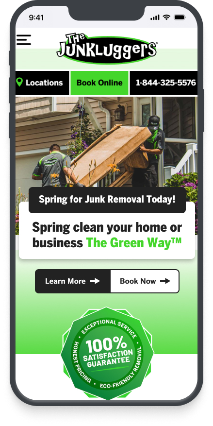 Junkluggers local site on mobile