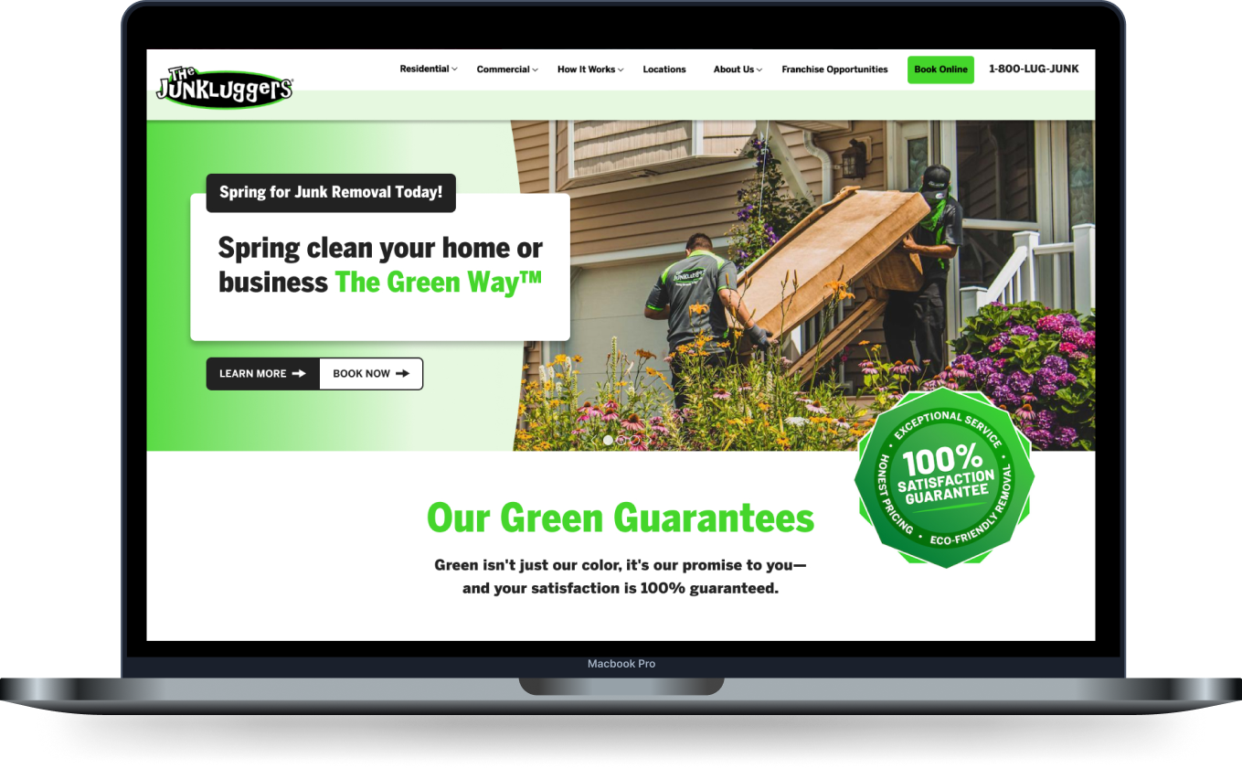 Junkluggers local site on desktop